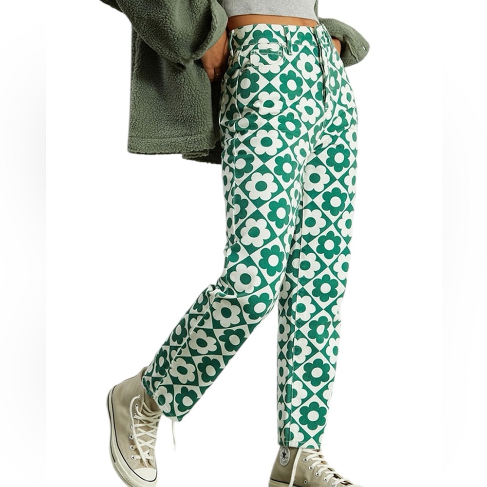 PacSun High-Waist Geo Daisy Print Straight Jeans - Picture 2 of 13
